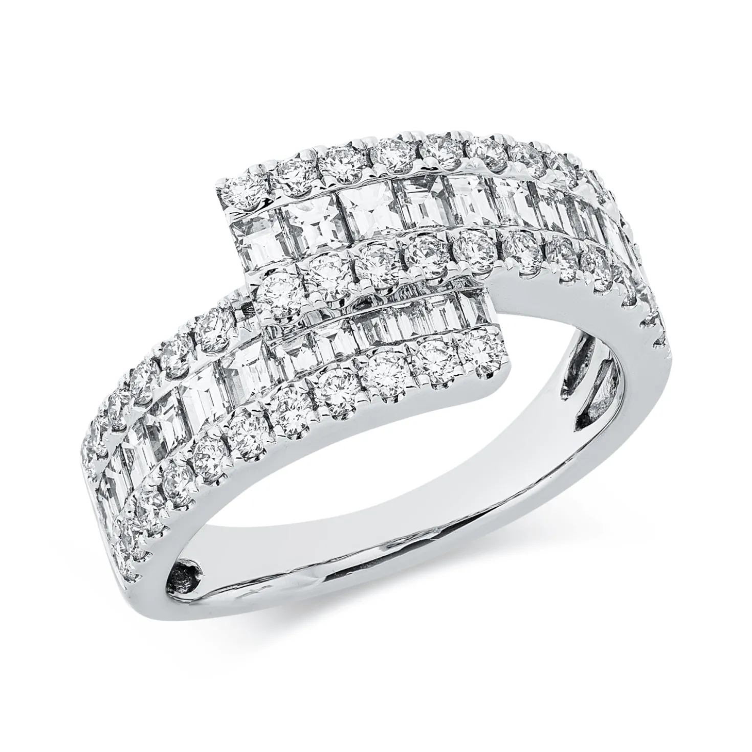 Ring aus 750 Gold Weißgold 62 Diamanten 1,59ct TW-SI B:10mm