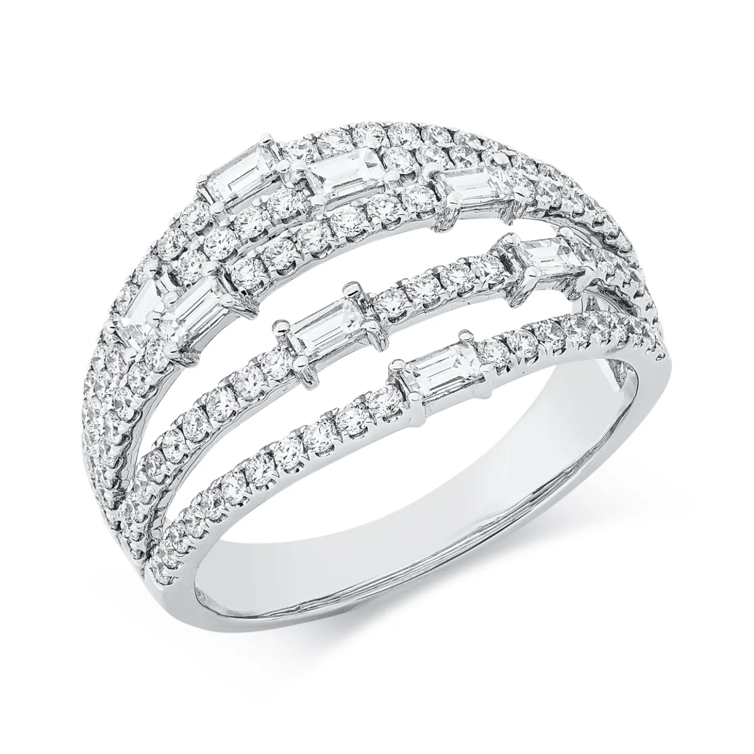 Ring aus 750 Gold Weißgold 110 Diamanten 1,13ct TW-SI B:12,9mm