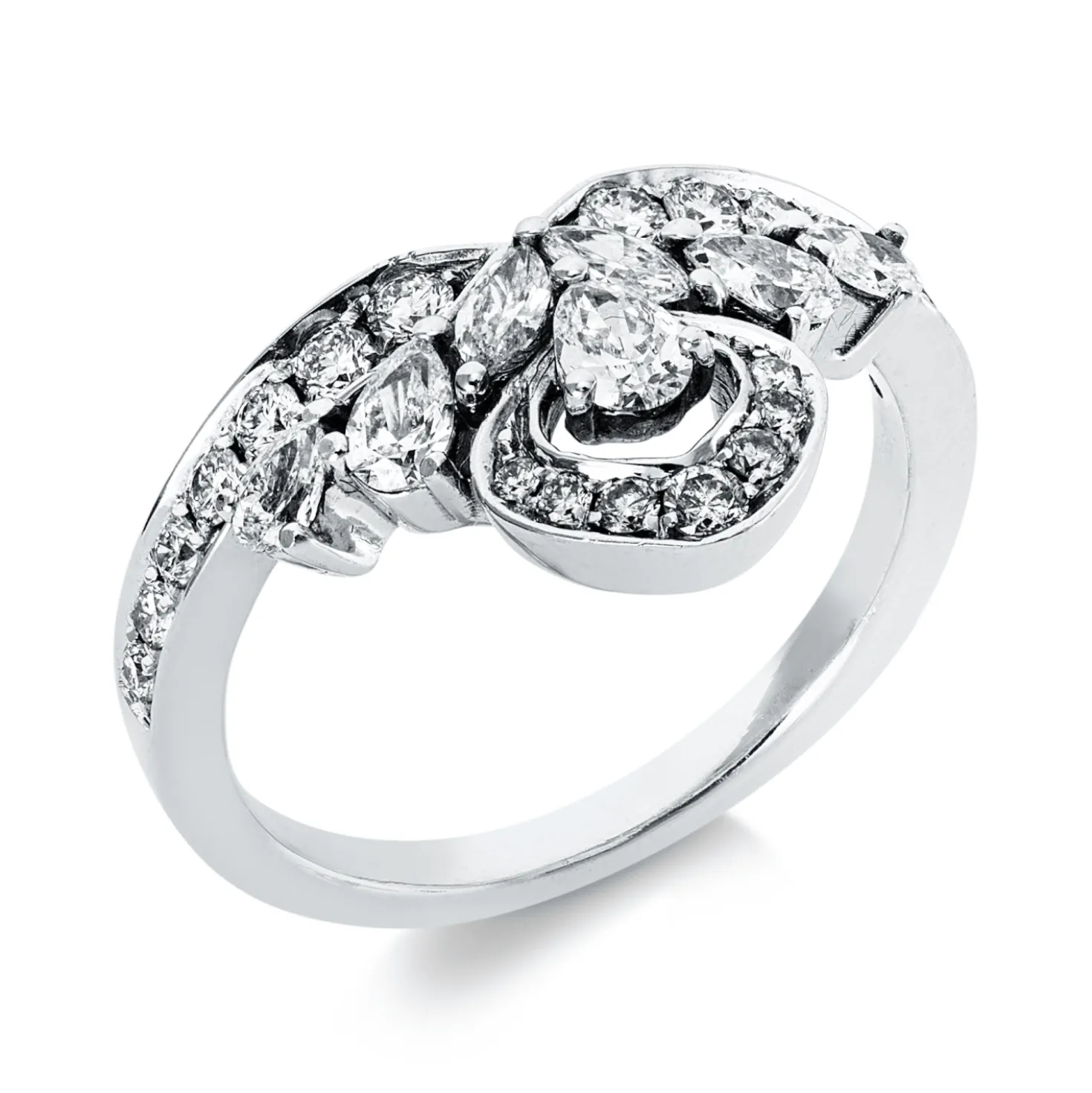 Ring aus 750 Gold Weißgold 28 Diamanten 0,76ct TW-SI B:12,1mm