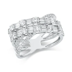 Ring aus 750 Gold Weißgold 62 Diamanten 1,39ct TW-SI B:10mm