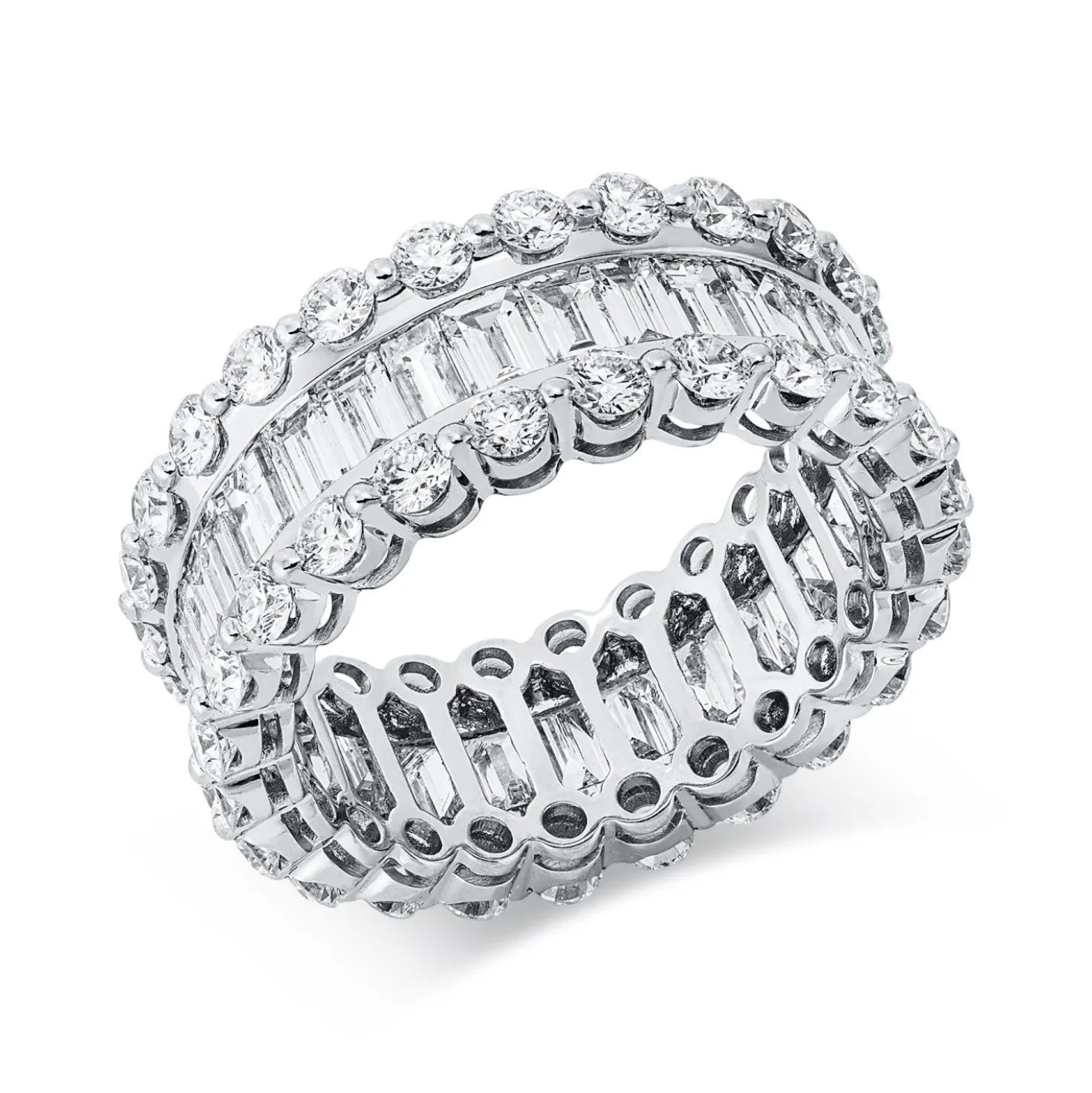Ring aus 750 Gold Weißgold 80 Diamanten 4,72ct TW-SI B:8mm