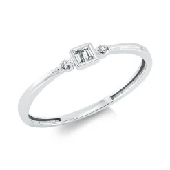 Ring aus 750 Gold Weißgold 4 Diamanten 0,07ct TW-SI B:2,9mm
