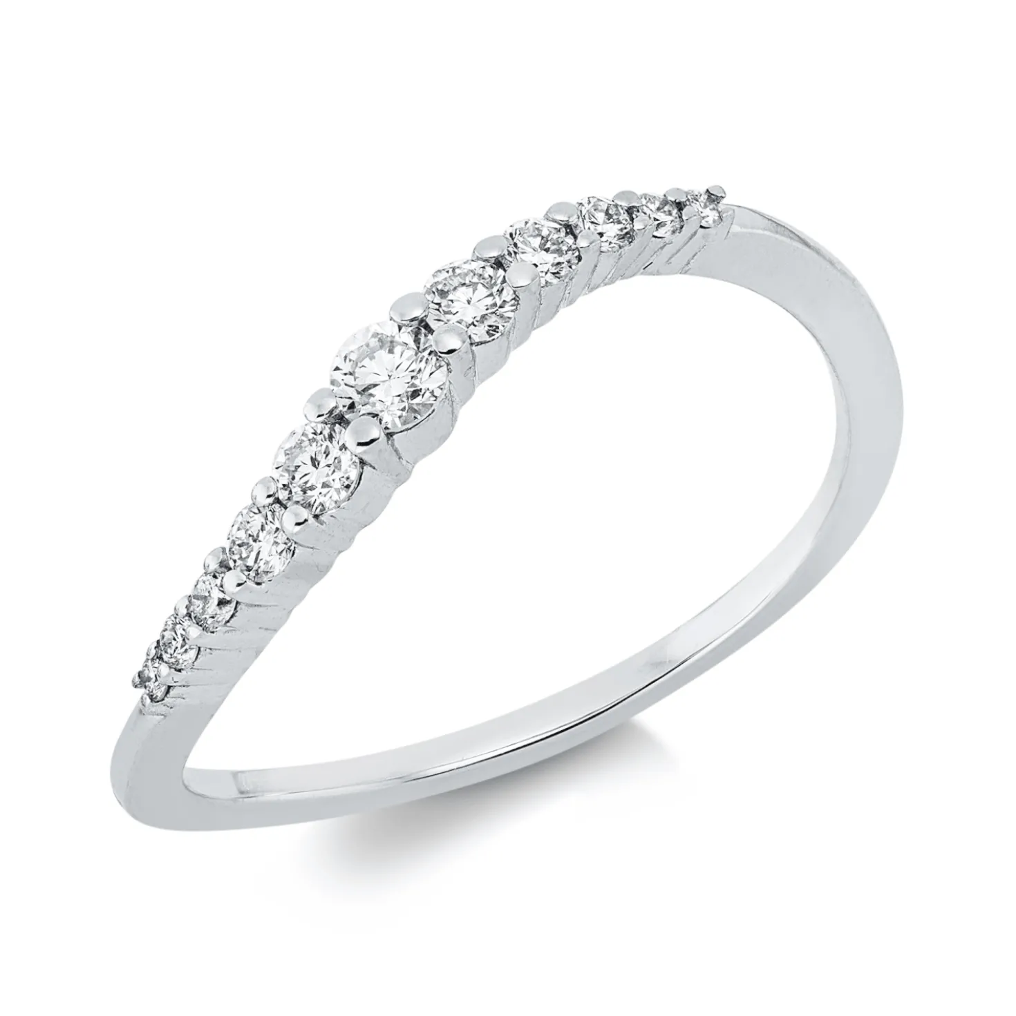 Ring aus 750 Gold Weißgold 11 Diamanten 0,25ct TW-SI B:2,5mm