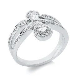 Ring aus 750 Gold Weißgold 50 Diamanten 0,74ct TW-SI B:16mm