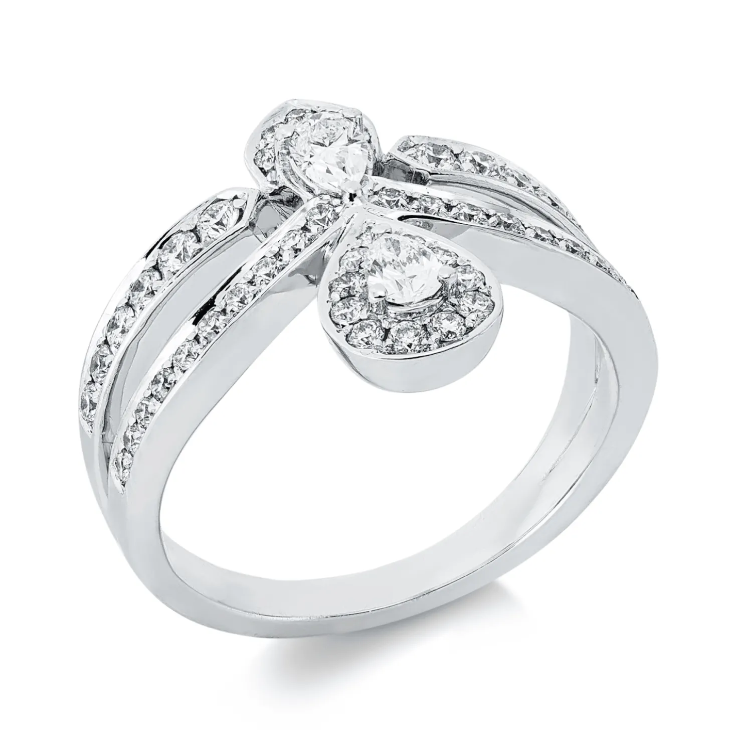 Ring aus 750 Gold Weißgold 50 Diamanten 0,74ct TW-SI B:16mm