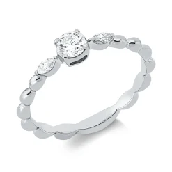 Ring aus 750 Gold Weißgold 3 Diamanten 0,3ct TW-SI B:4,1mm