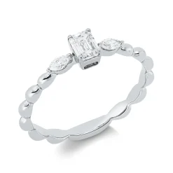 Ring aus 750 Gold Weißgold 3 Diamanten 0,41ct TW-SI B:4,5mm