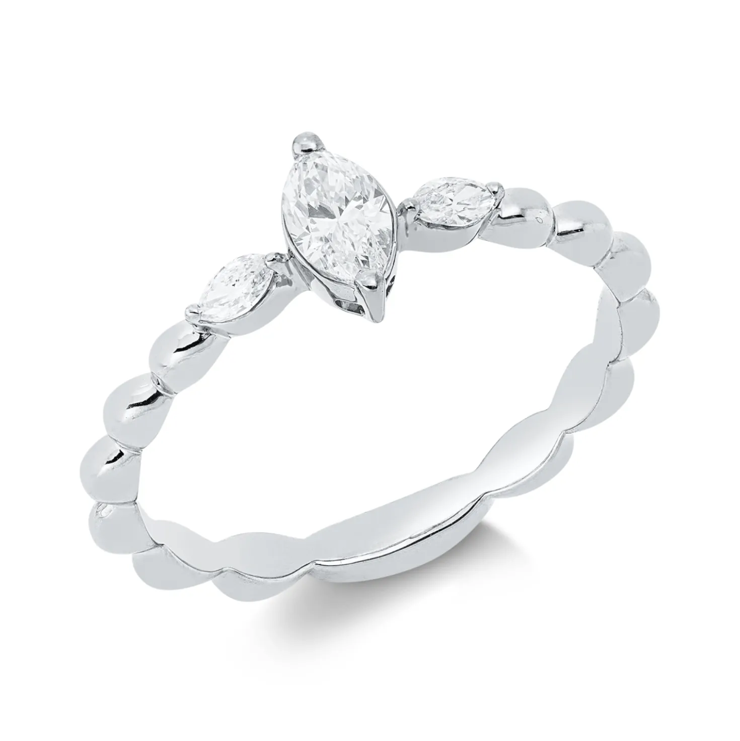 Ring aus 750 Gold Weißgold 3 Diamanten 0,31ct TW-SI B:6,7mm