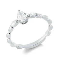 Ring aus 750 Gold Weißgold 3 Diamanten 0,42ct TW-SI B:6,4mm