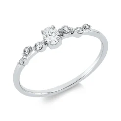 Ring aus 750 Gold Weißgold 7 Diamanten 0,21ct TW-SI B:3,8mm