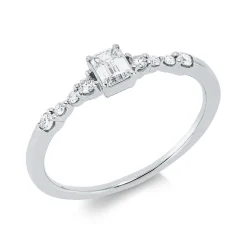 Ring aus 750 Gold Weißgold 9 Diamanten 0,33ct TW-SI B:4mm