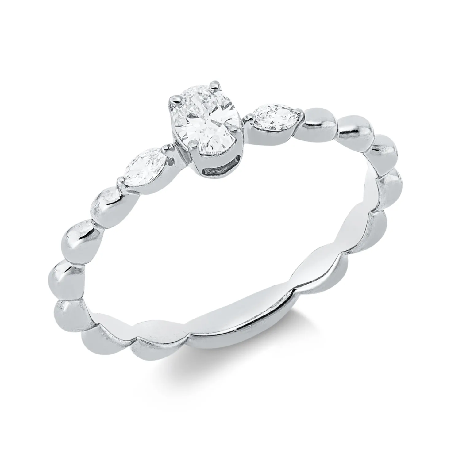 Ring aus 750 Gold Weißgold 3 Diamanten 0,26ct TW-SI B:4,6mm