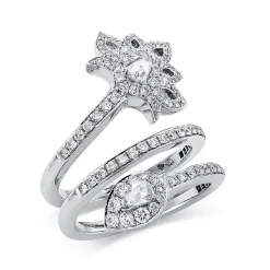 Ring aus 750 Gold Weißgold 110 Diamanten 1,49ct TW-SI B:25,5mm