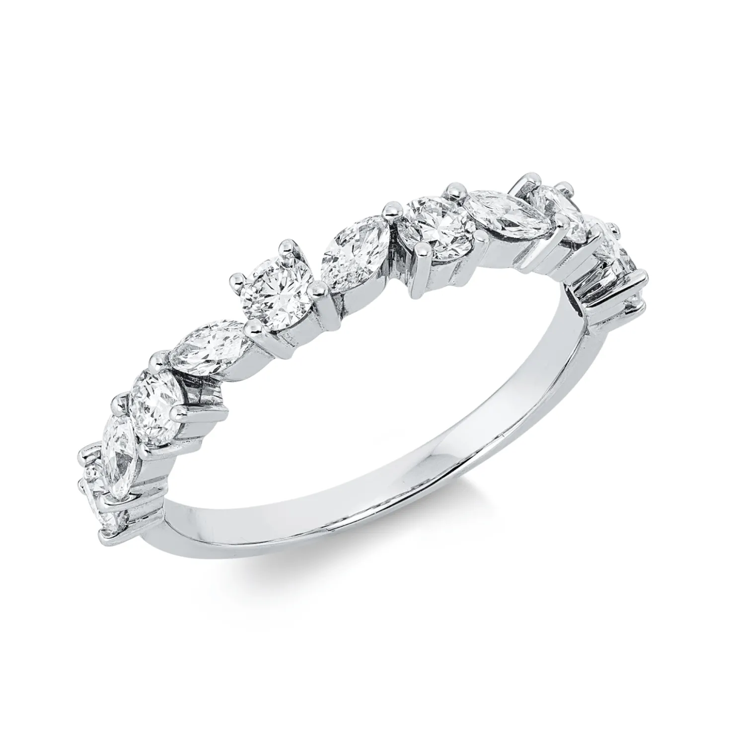 Ring aus 750 Gold Weißgold 11 Diamanten 0,87ct TW-SI B:3mm