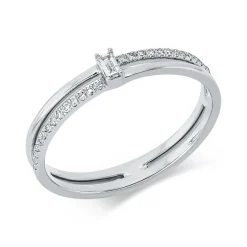 Ring aus 750 Gold Weißgold 29 Diamanten 0,11ct TW-SI B:3,2mm