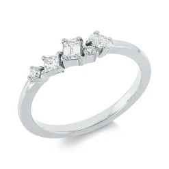Ring aus 750 Gold Weißgold 5 Diamanten 0,33ct TW-SI B:4,6mm