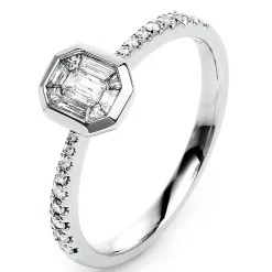 Ring aus 750 Gold Weißgold 27 Diamanten 0,37ct TW-SI B:6,3mm