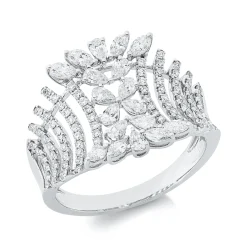 Ring aus 750 Gold Weißgold 104 Diamanten 0,97ct TW-SI B:15,3mm
