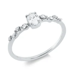 Ring aus 750 Gold Weißgold 9 Diamanten 0,33ct TW-SI B:4,6mm