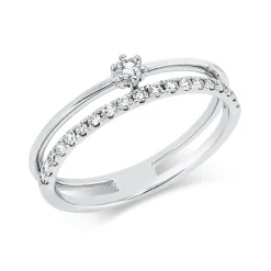 Ring aus 750 Gold Weißgold 20 Diamanten 0,25ct TW-SI B:4,5mm