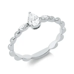 Ring aus 750 Gold Weißgold 3 Diamanten 0,32ct TW-SI B:5,8mm