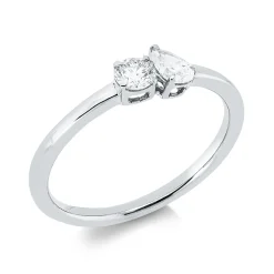 Ring aus 750 Gold Weißgold 2 Diamanten 0,28ct TW-SI B:4,6mm