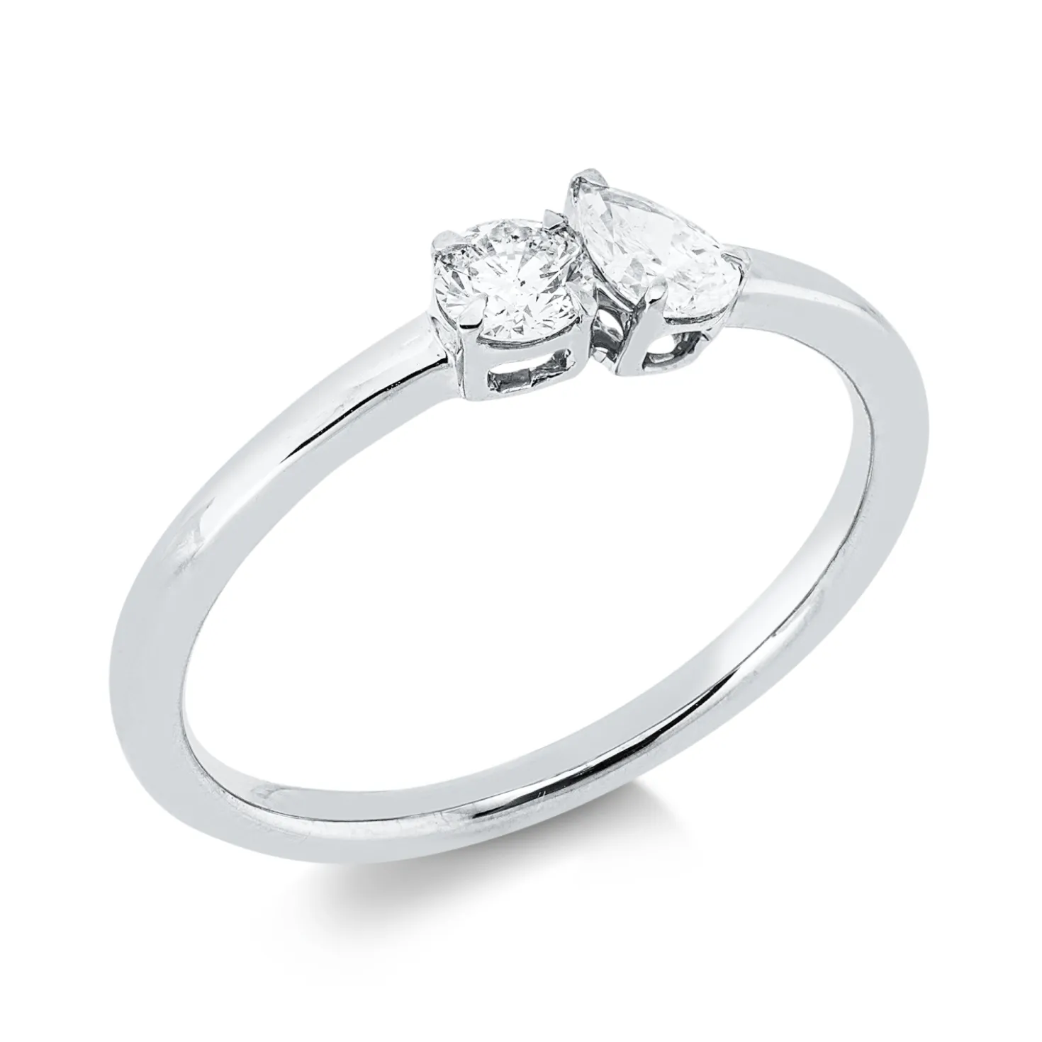 Ring aus 750 Gold Weißgold 2 Diamanten 0,28ct TW-SI B:4,6mm