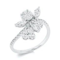 Ring aus 750 Gold Weißgold 31 Diamanten 1,02ct TW-SI B:14mm