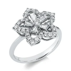Ring aus 750 Gold Weißgold 36 Diamanten 0,77ct TW-SI B:14,6mm