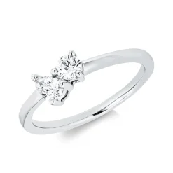 Ring aus 750 Gold Weißgold 2 Diamanten 0,34ct TW-SI B:5,6mm