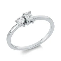 Ring aus 750 Gold Weißgold 2 Diamanten 0,34ct TW-SI B:4,4mm