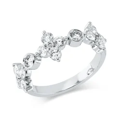 Ring aus 750 Gold Weißgold 17 Diamanten 1,07ct TW-SI B:7,6mm