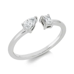 Ring aus 750 Gold Weißgold 2 Diamanten 0,33ct TW-SI B:4,2mm