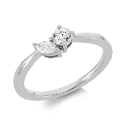 Ring aus 750 Gold Weißgold 2 Diamanten 0,36ct TW-SI B:5,4mm