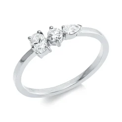 Ring aus 750 Gold Weißgold 3 Diamanten 0,33ct TW-SI B:4,4mm