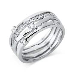 Ring aus 750 Gold Weißgold 32 Diamanten 0,39ct TW-SI B:7,3mm
