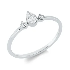 Ring aus 750 Gold Weißgold 3 Diamanten 0,25ct TW-SI B:5,2mm