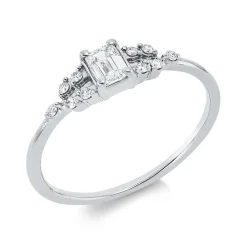 Ring aus 750 Gold Weißgold 11 Diamanten 0,32ct TW-SI B:4,5mm