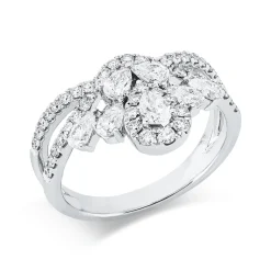 Ring aus 750 Gold Weißgold 53 Diamanten 1,2ct TW-SI B:13,2mm