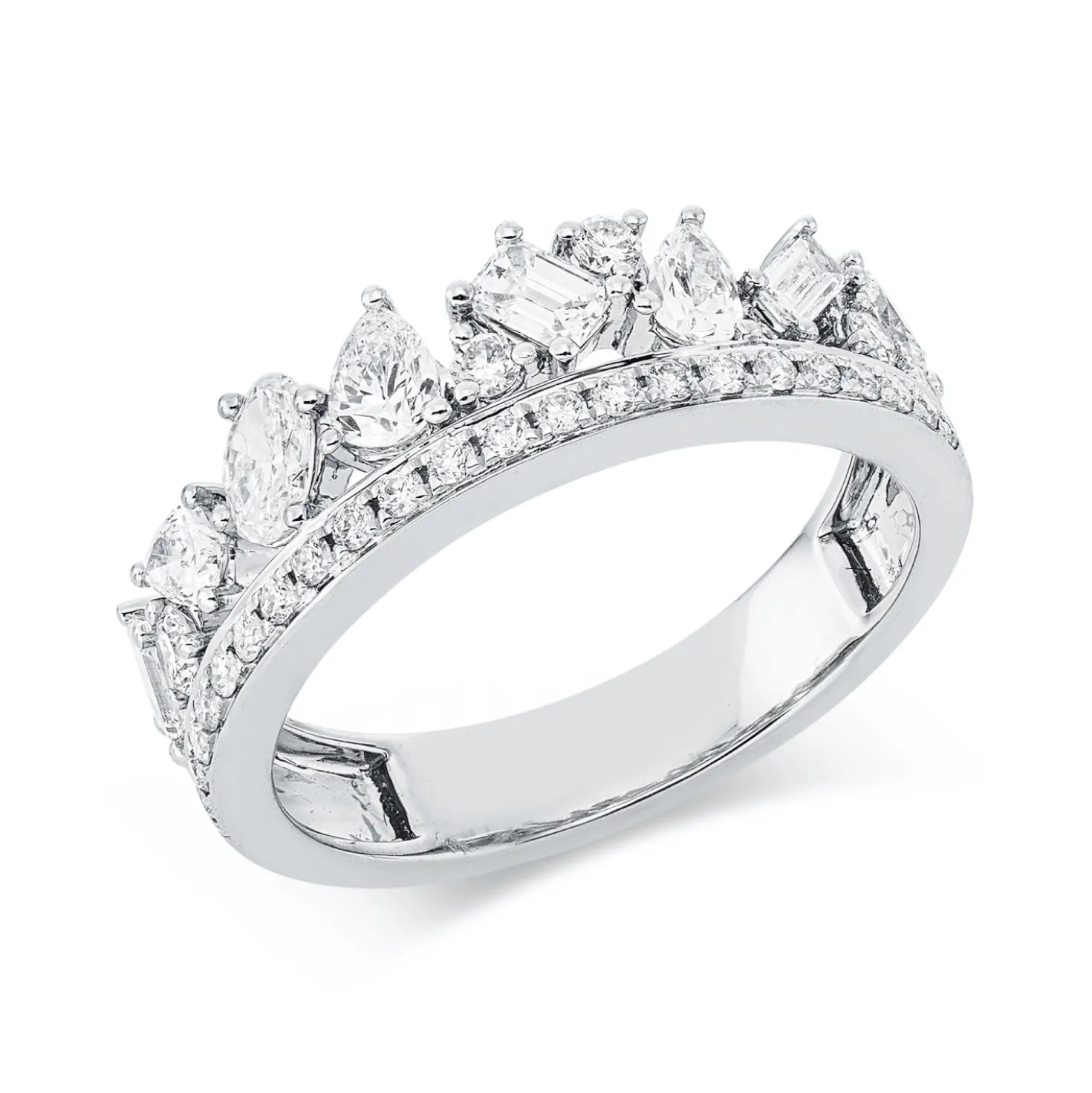 Ring aus 750 Gold Weißgold 34 Diamanten 1,01ct TW-SI B:6,4mm