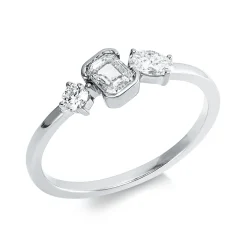 Ring aus 750 Gold Weißgold 3 Diamanten 0,52ct TW-SI B:5,5mm