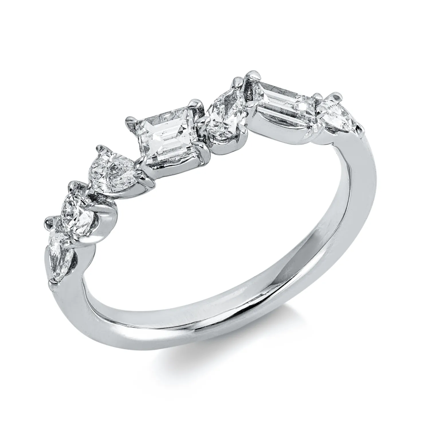 Ring aus 750 Gold Weißgold 7 Diamanten 0,77ct TW-SI B:4,6mm