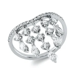 Ring aus 750 Gold Weißgold 35 Diamanten 0,96ct TW-SI B:21,4mm