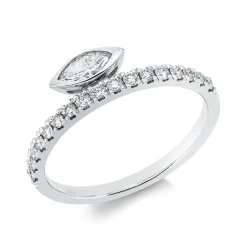 Ring aus 585 Gold Weißgold 18 Diamanten 0,45ct TW-SI B:5,3mm