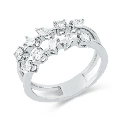 Ring aus 750 Gold Weißgold 10 Diamanten 0,78ct TW-SI B:8mm