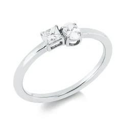 Ring aus 750 Gold Weißgold 2 Diamanten 0,31ct TW-SI B:4,4mm