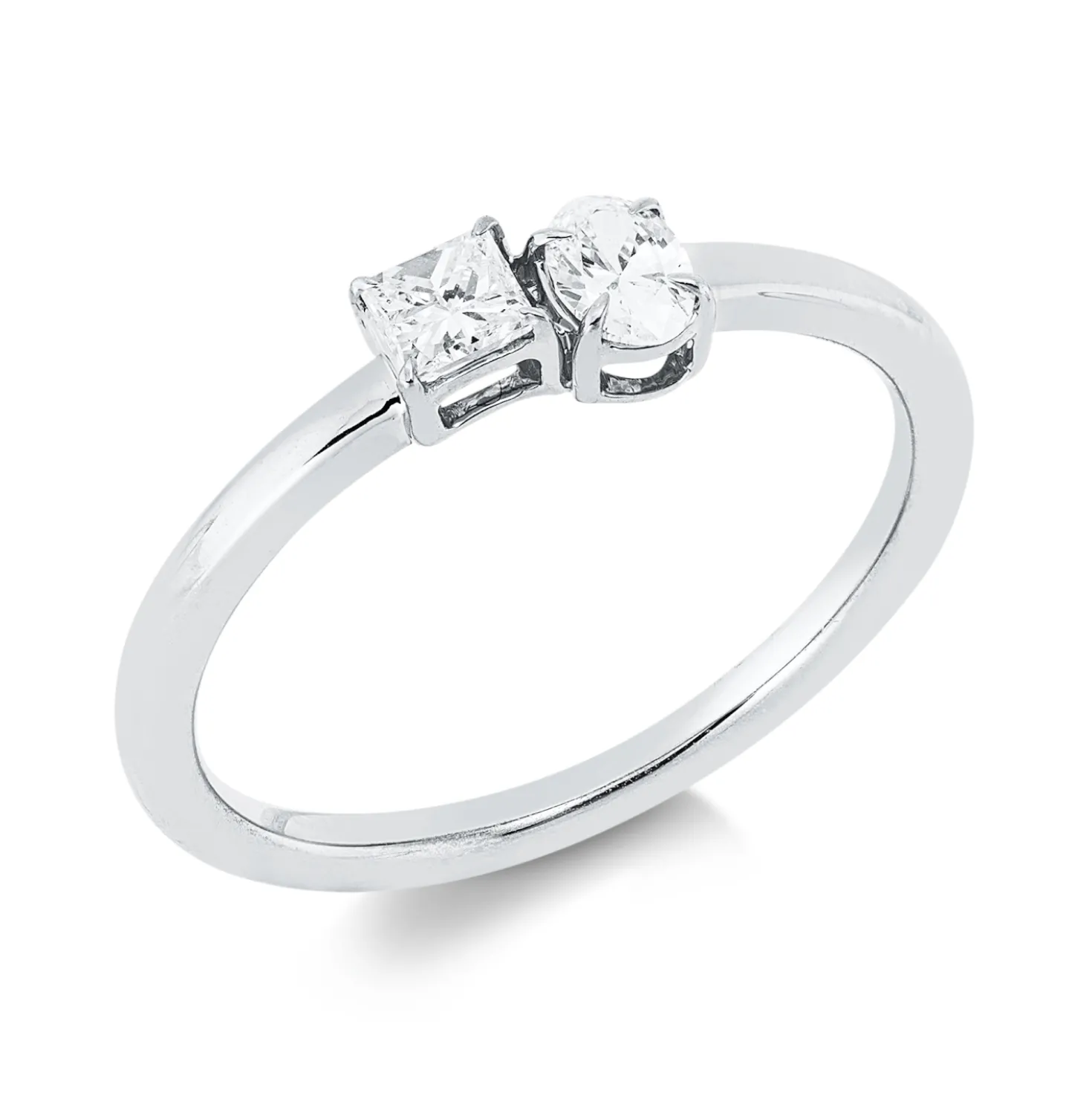 Ring aus 750 Gold Weißgold 2 Diamanten 0,31ct TW-SI B:4,4mm