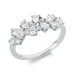 Ring aus 750 Gold Weißgold 16 Diamanten 0,98ct TW-SI B:7,1mm