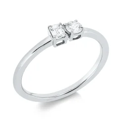 Ring aus 750 Gold Weißgold 2 Diamanten 0,3ct TW-SI B:3,8mm