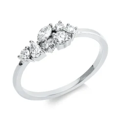 Ring aus 750 Gold Weißgold 7 Diamanten 0,35ct TW-SI B:5,1mm